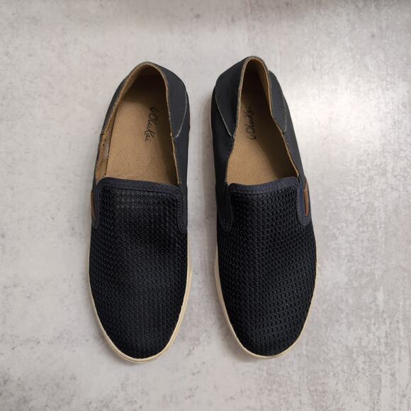 OluKai Pehuea Sneakers Navy Blue Mesh Upper Drop-In Heel Slip On Womens 9 - Picture 2 of 9